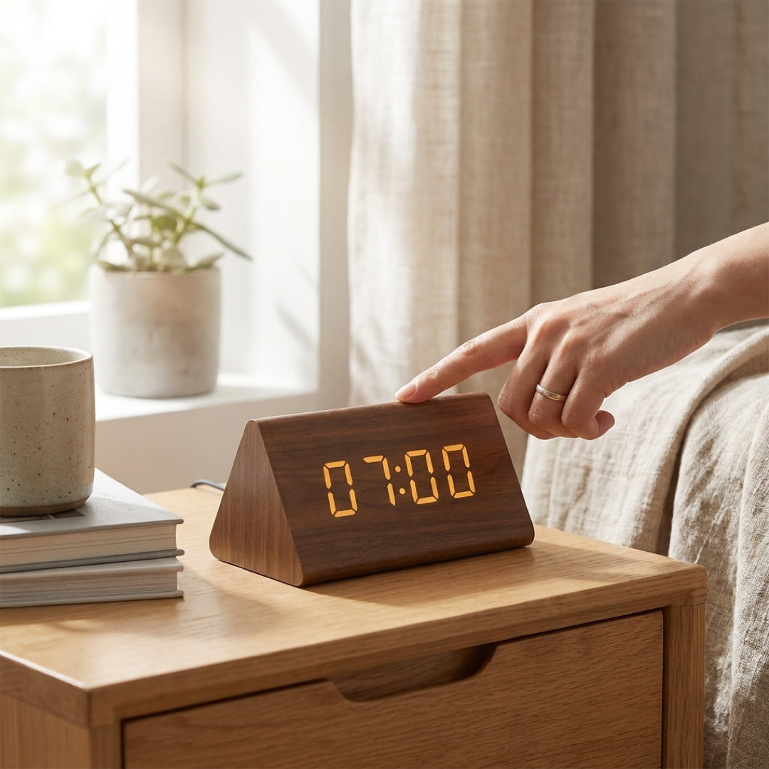 Voice-Activated Wooden Clock for Effortless Timekeeping