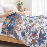 Reversible Floral Cotton Throw for Year-Round Comfort