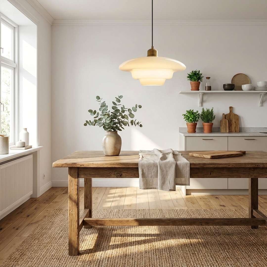 Sculptural Milk Glass Pendant for Warm Ambience