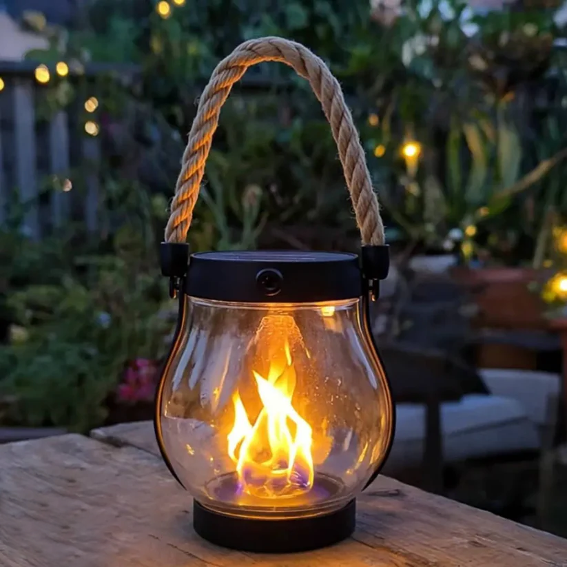 Solar Flame Lantern For Warm Outdoor Evenings