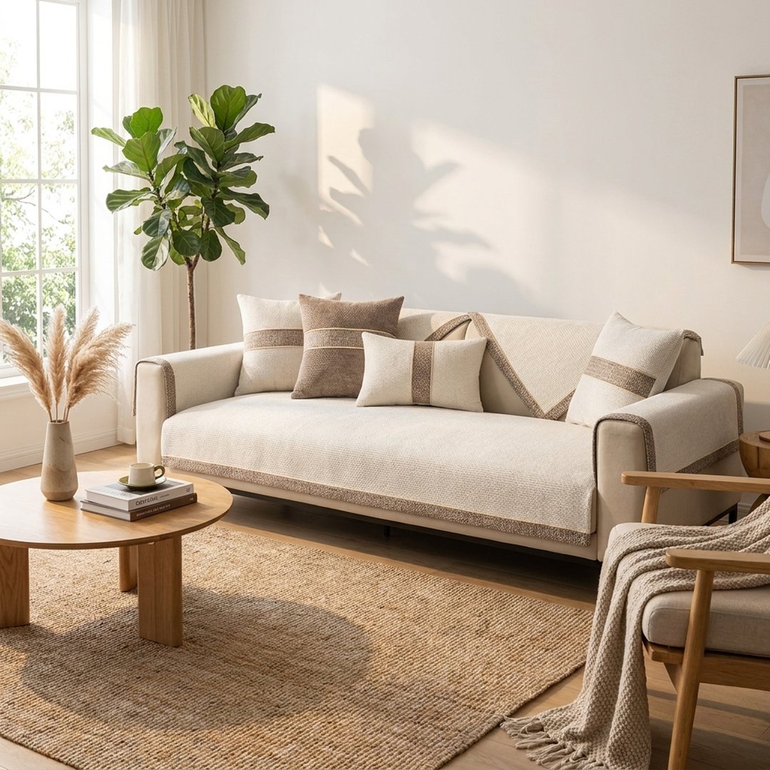 Stay-Put Sofa Cover for a Neater Living Room