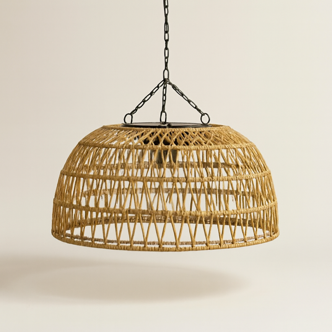 Solar Rattan Pendant Light for Cozy Evenings