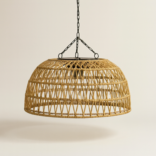 Solar Rattan Pendant Light for Cozy Evenings
