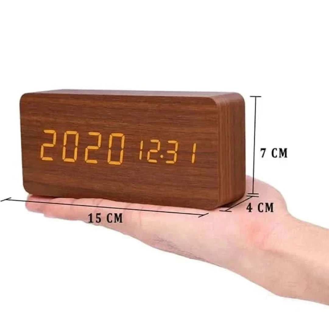 Wood-Look LED Alarm Clock – Easy Bedside Viewing