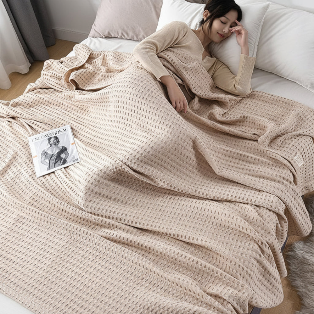 Cotton Waffle Coverlet for Breathable Comfort