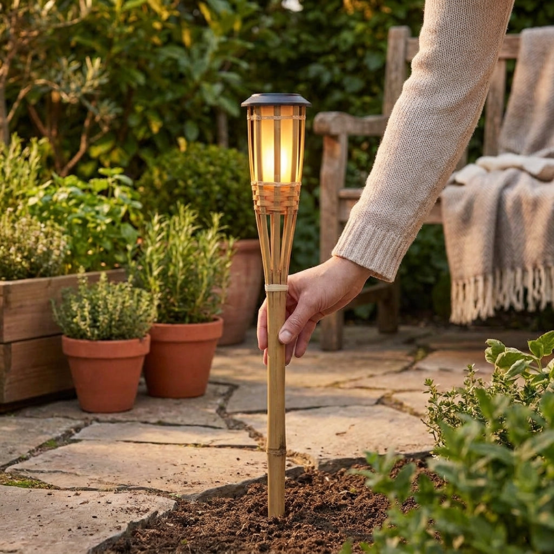 Bamboo Solar Path Light for Effortless Evenings