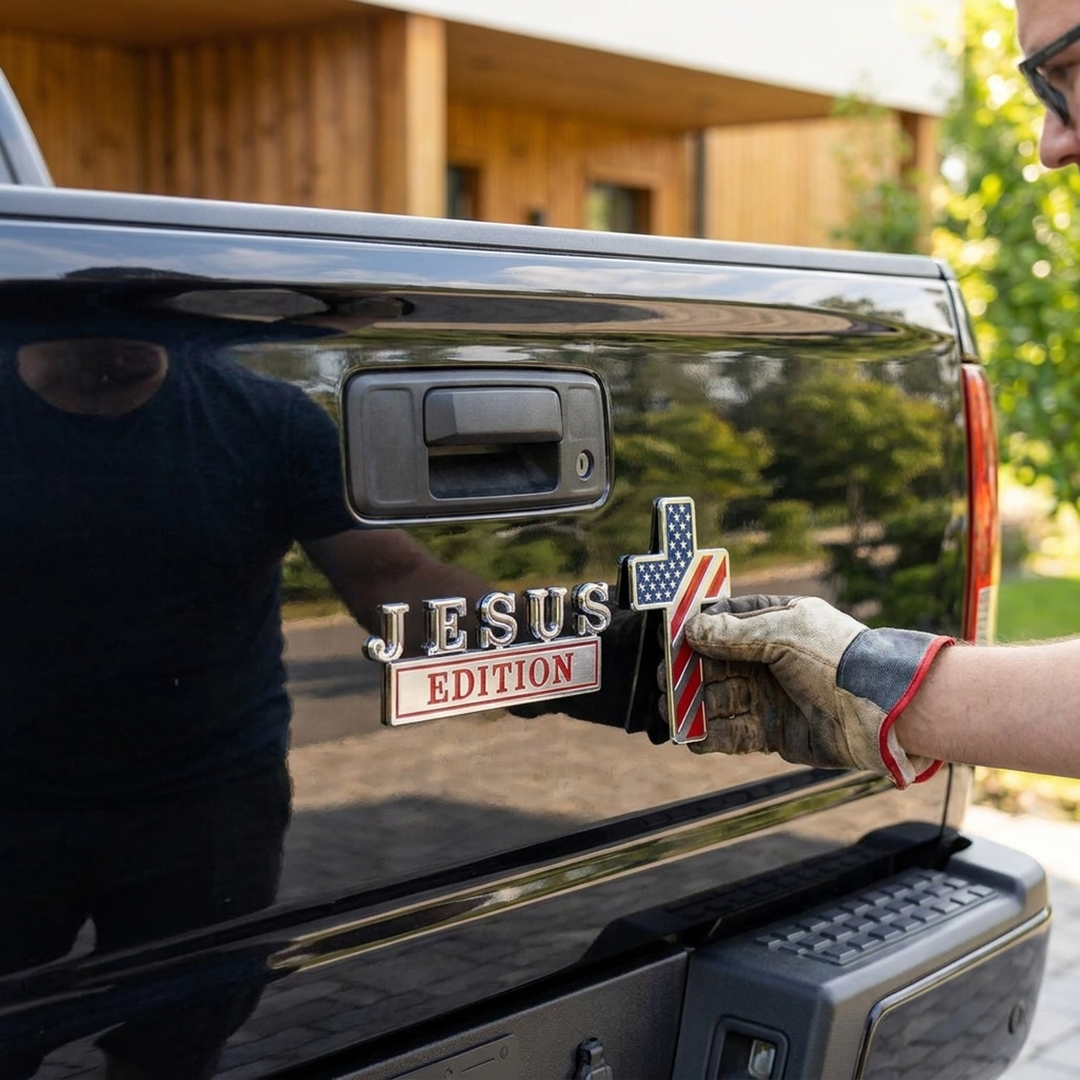 Jesus Cross Car Emblem for Faithful Journeys