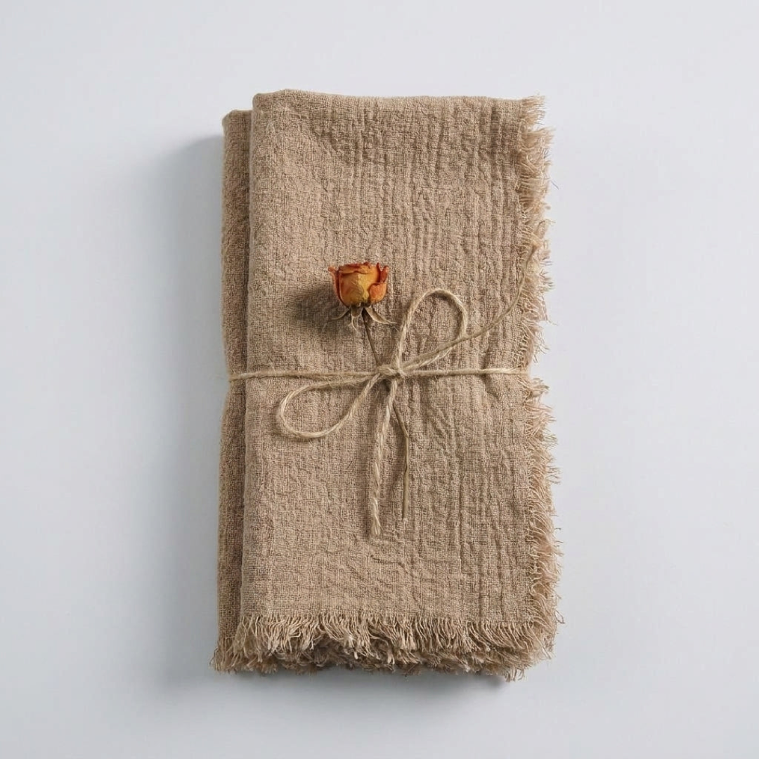 Frayed Cotton Napkin Set for Cozy Tables