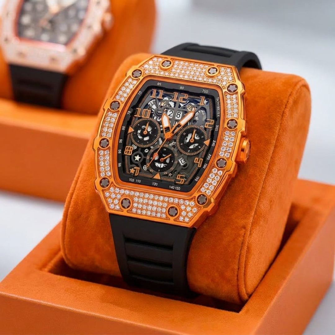 Rhinestone Tonneau Watch for Effortless Style