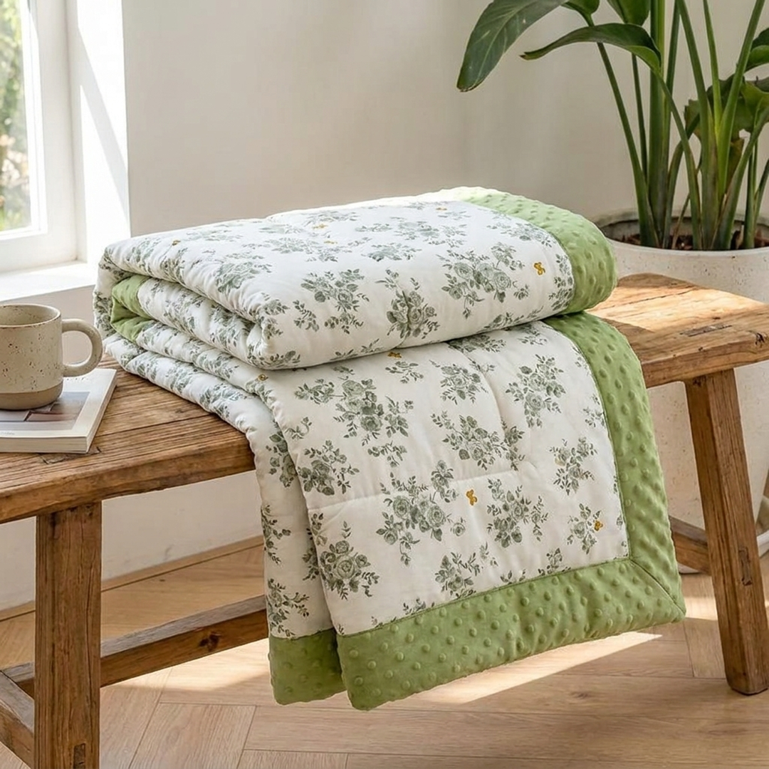 Botanical Summer Quilt for Cool, Airy Sleep