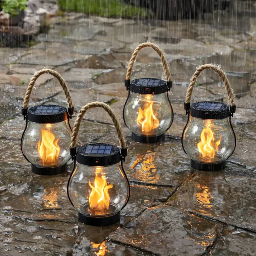 Solar Flame Lantern For Warm Outdoor Evenings