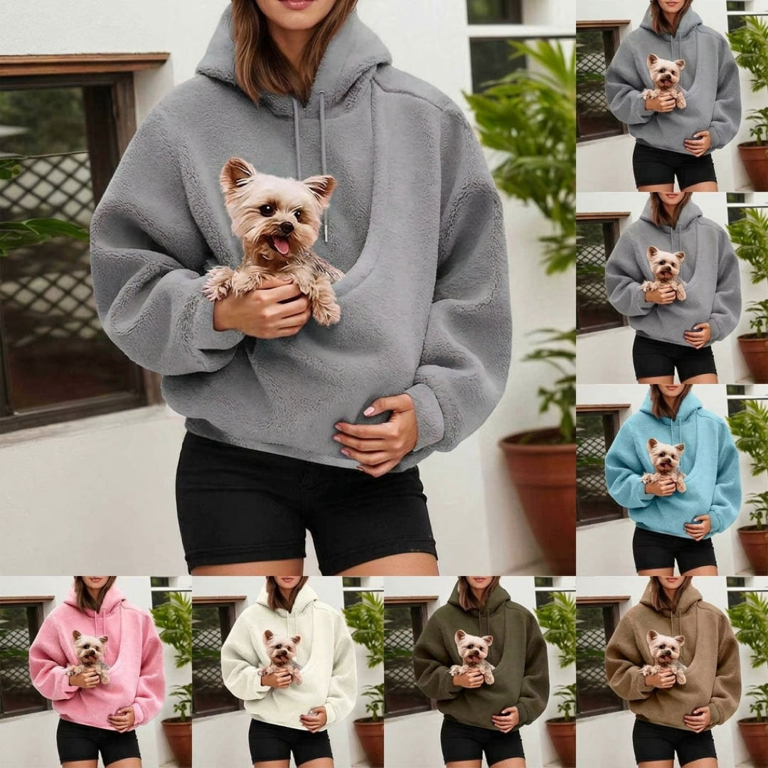 Cozy Pet Pouch Hoodie for Hands-Free Carrying