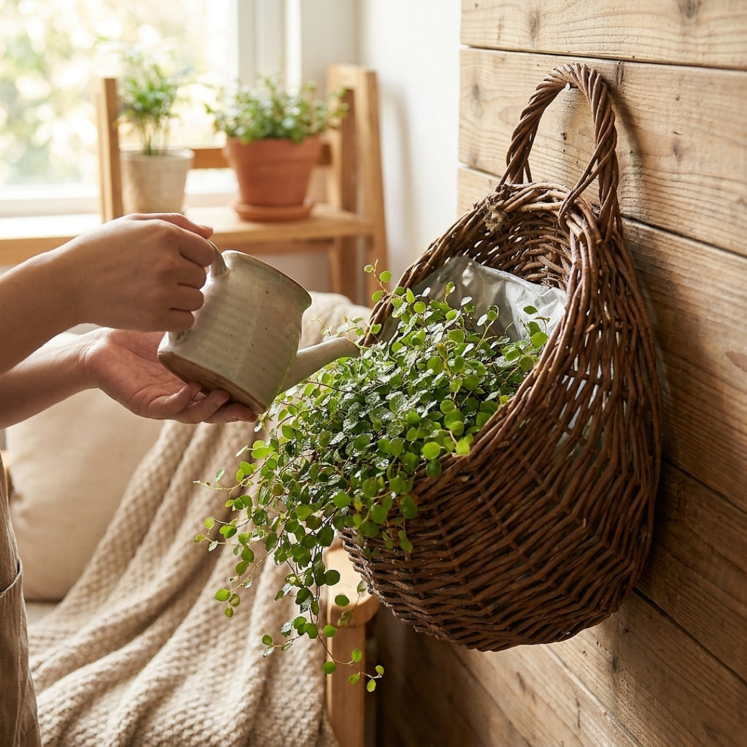 Rattan Basket Planter for Flexible Display