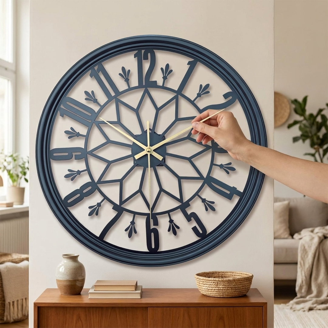 Industrial Metal Wall Clock for Quiet Spaces