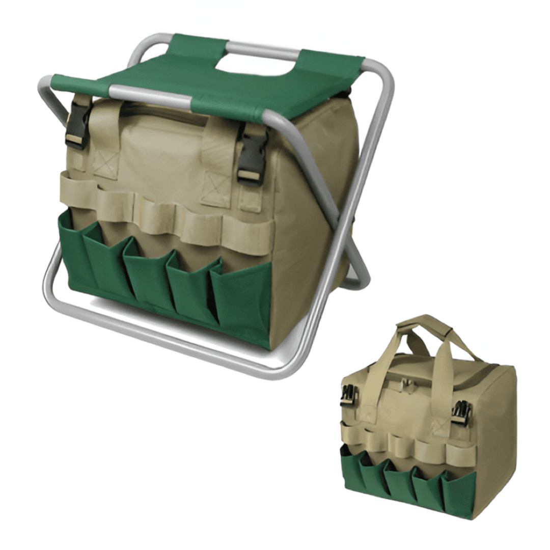 Garden Tool Kit With Seat for Strain-Free Planting