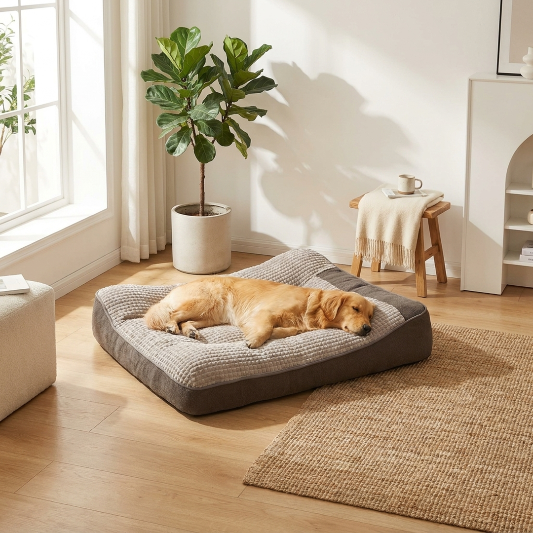 Spacious Bolster Dog Bed for Restful Sleep