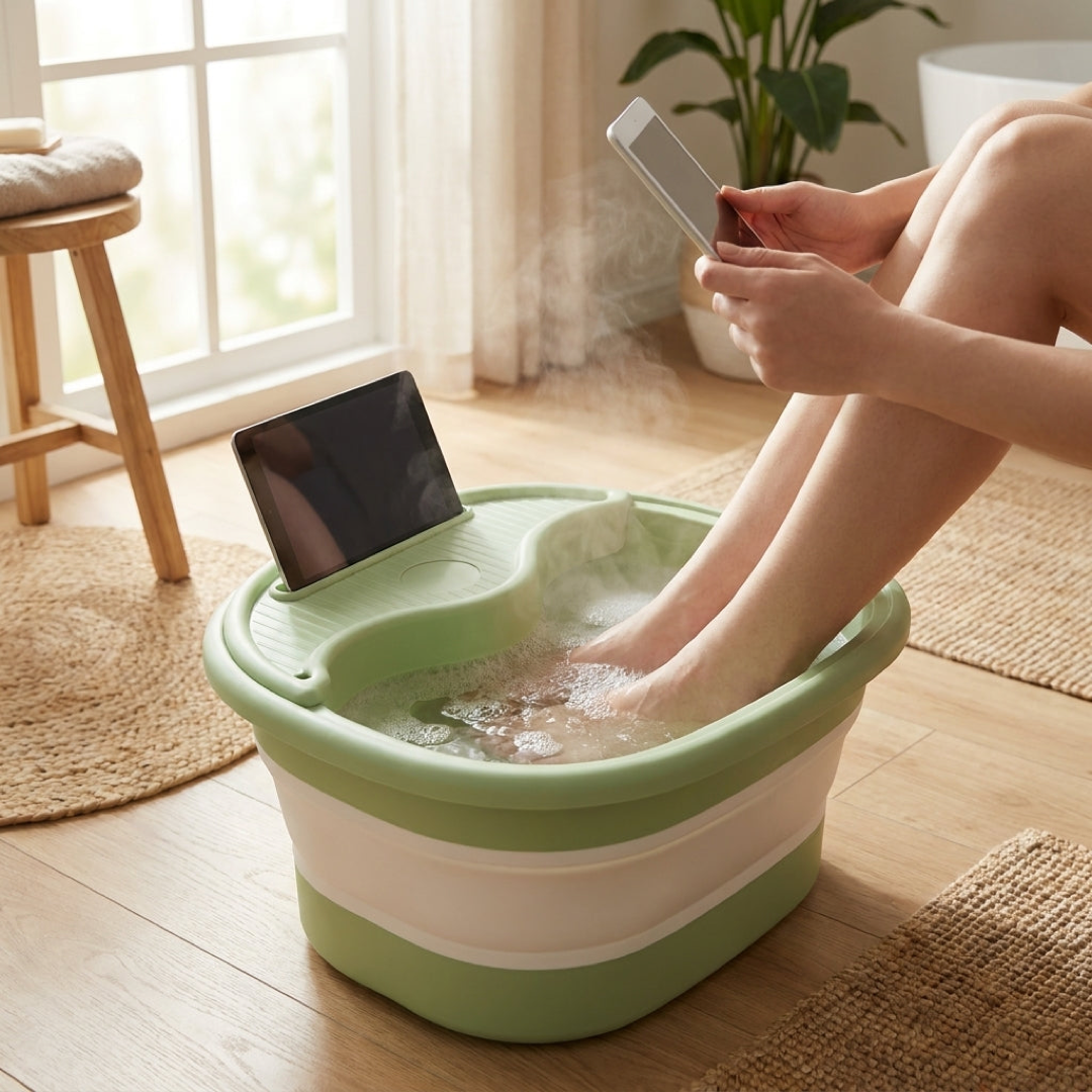 Foldaway Foot Soaking Tub With Massage Rollers