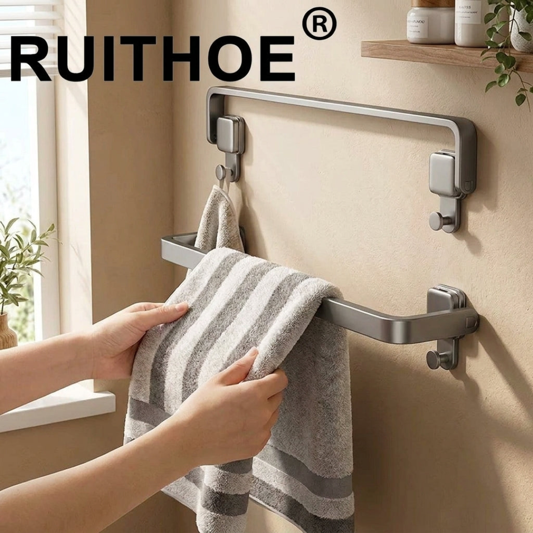 Folding Towel Bar for Damage-Free Organization