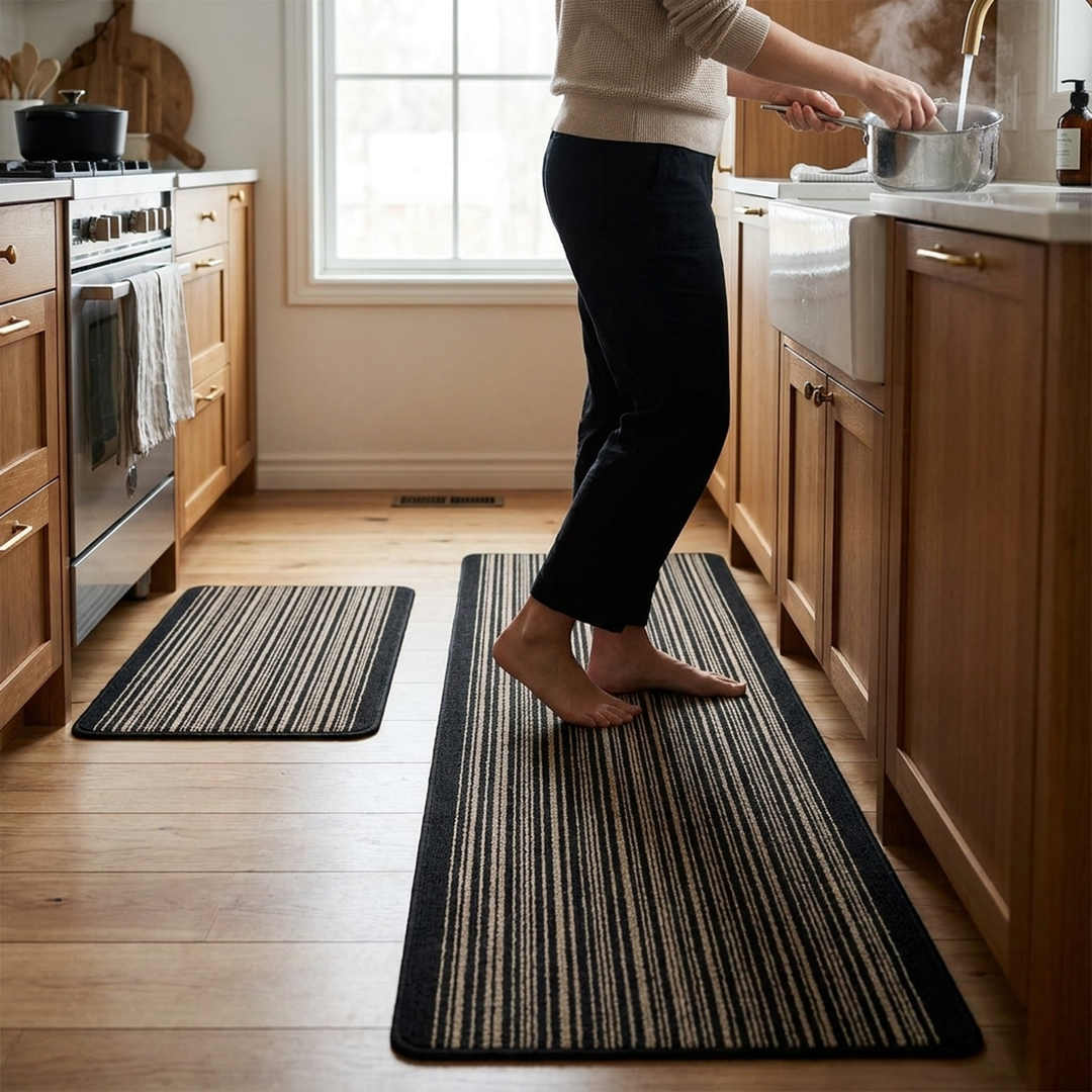 Two-Piece Kitchen Mat Set for Steady Footing