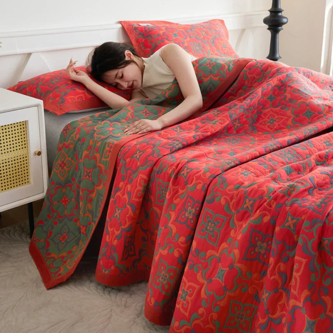 Bohemian Cotton Muslin Quilt for Year-Round Comfort