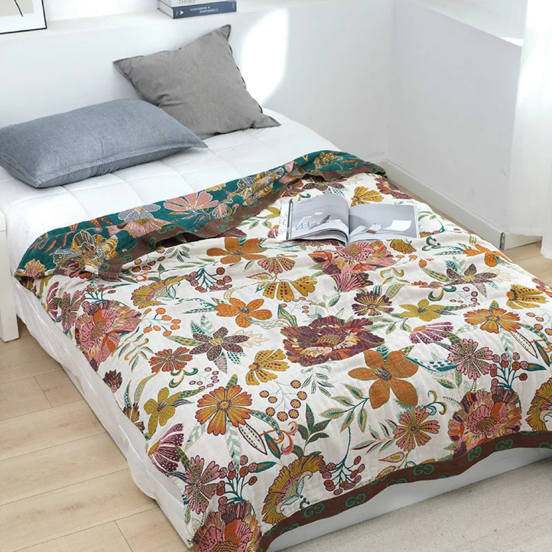 Floral Gauze Blanket for Breathable Comfort