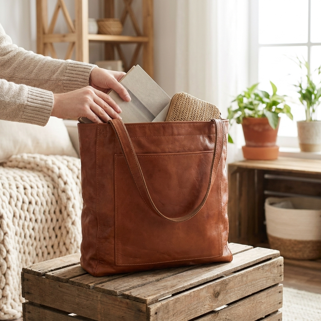 Faux Leather Shoulder Bag for Organized Days