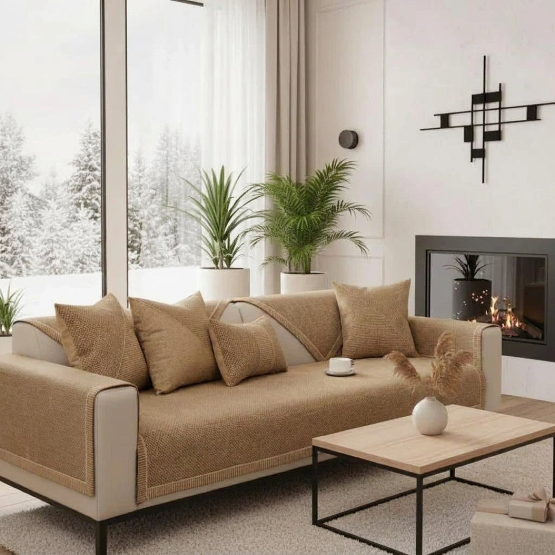 Stay-Put Cotton-Linen Sofa Protector