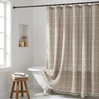 Tasseled Linen Shower Curtain for a Drier Bathroom