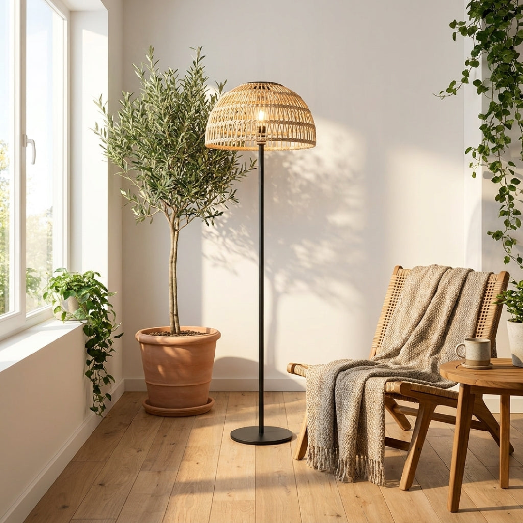 Rattan Solar Patio Lamp for Cord-Free Glow
