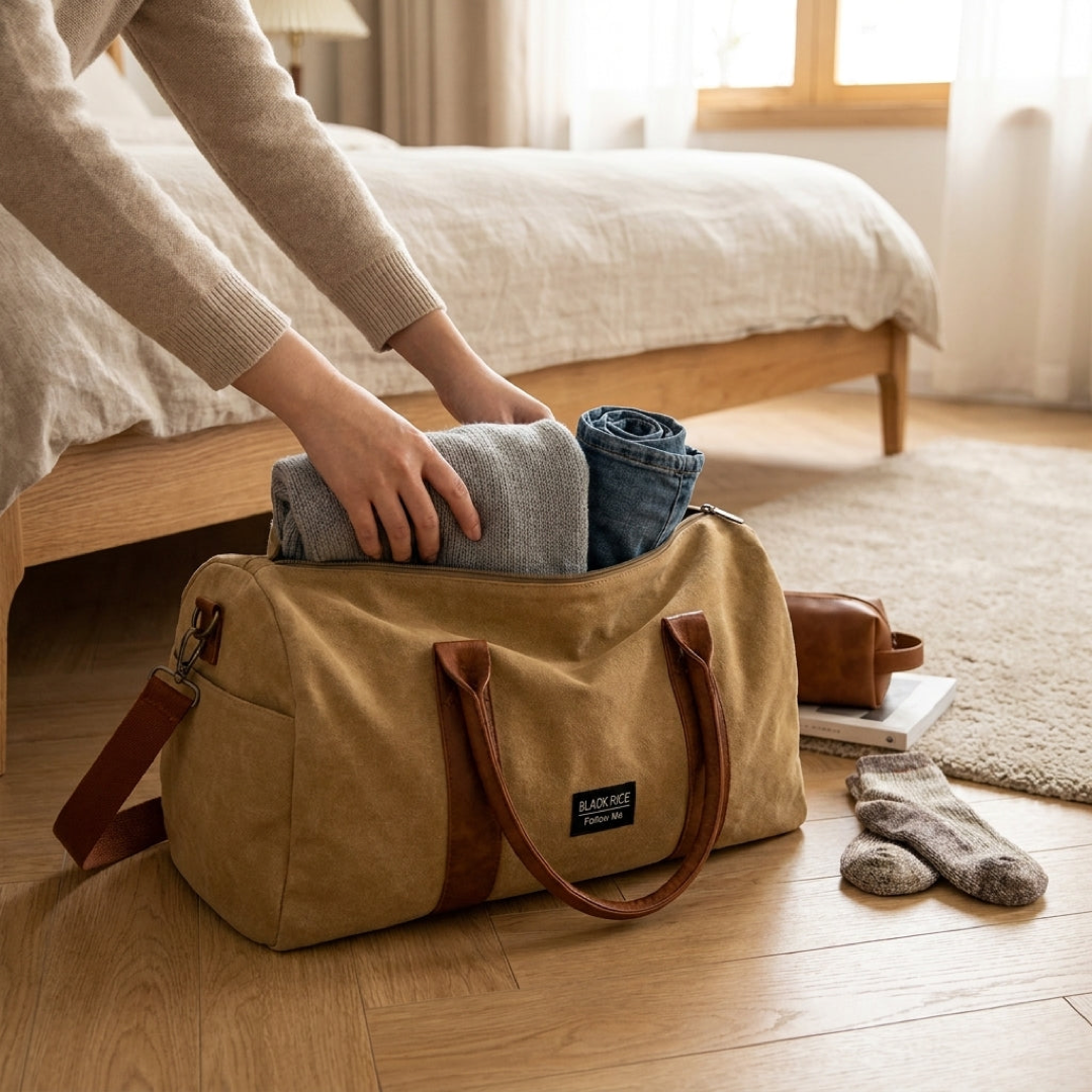 Washed Canvas Duffel for Effortless Packing