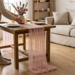 Pearl Gauze Table Runner for Romantic Gatherings