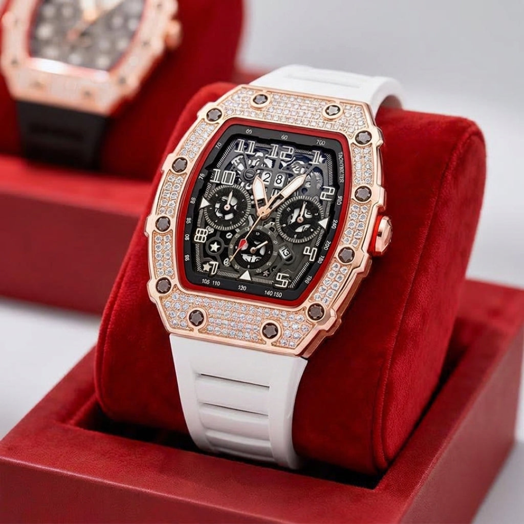 Rhinestone Tonneau Watch for Effortless Style