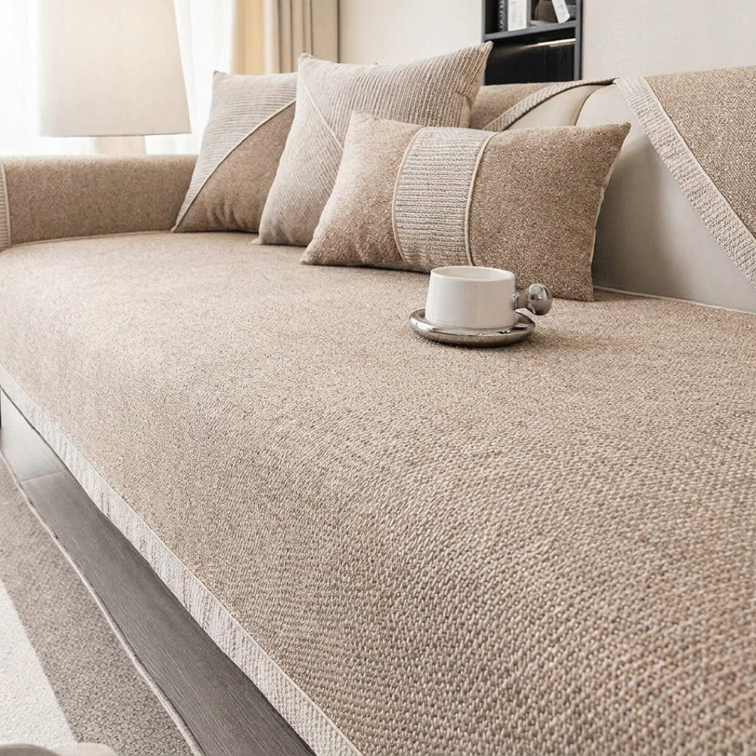 Cotton-Linen Sofa Cover That Stays Put