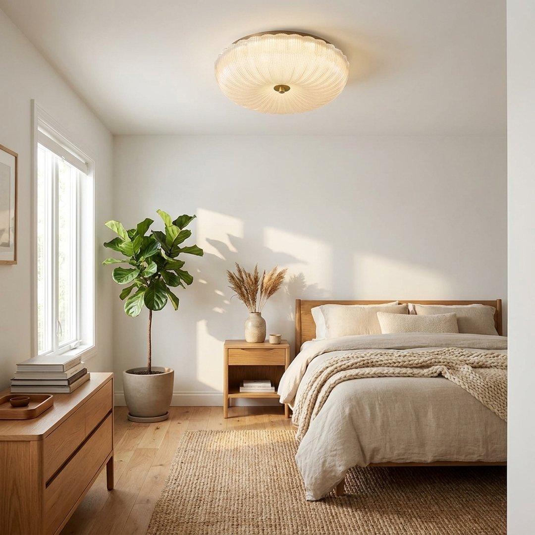 Textured Glass Ceiling Light for Low Ceilings