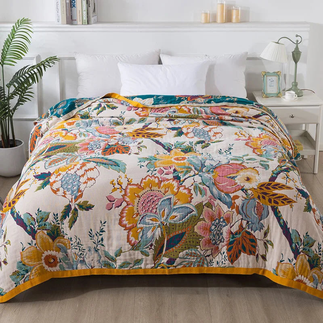 Floral Cotton Coverlet for Cool Summer Comfort