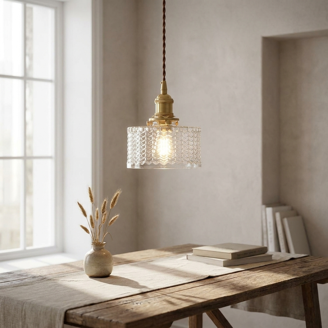 Sculpted Glass Pendant Light for Calming Glow
