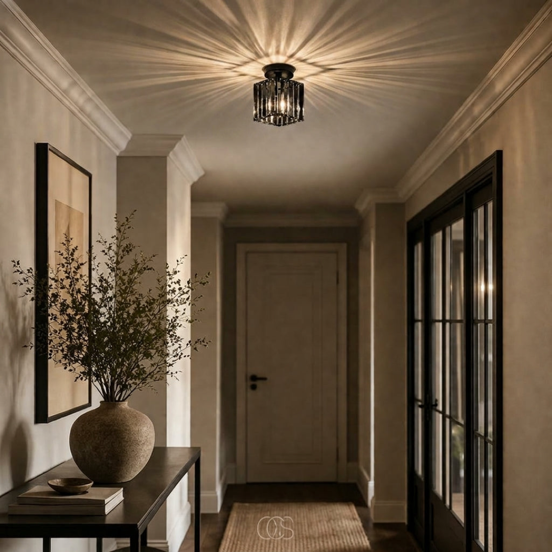Square Crystal Ceiling Light for Radiant Rooms