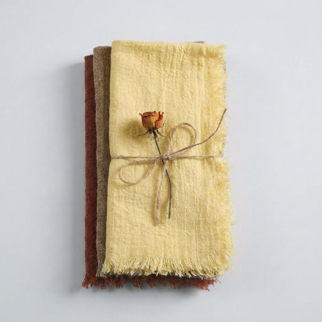 Frayed Cotton Napkin Set for Cozy Tables