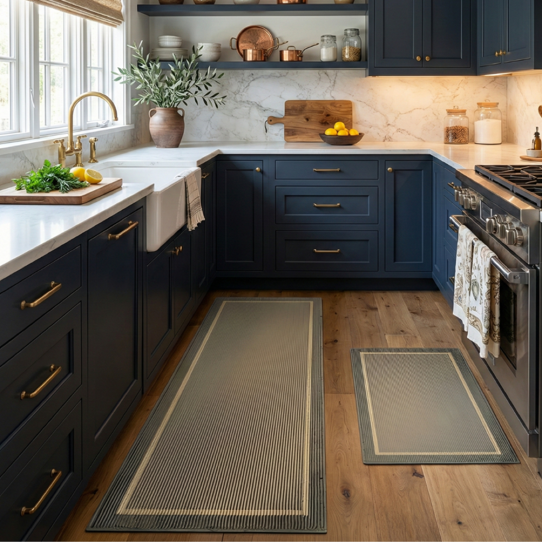 Ribbed Kitchen Mat Set for Safer Footing
