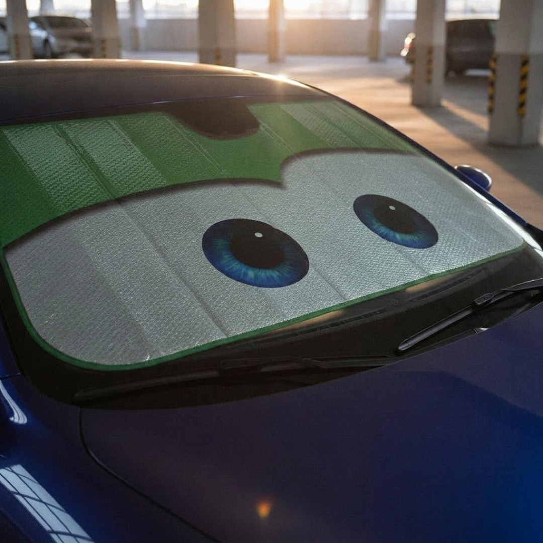 Cartoon Eye Windshield Shade for a Cooler Cabin
