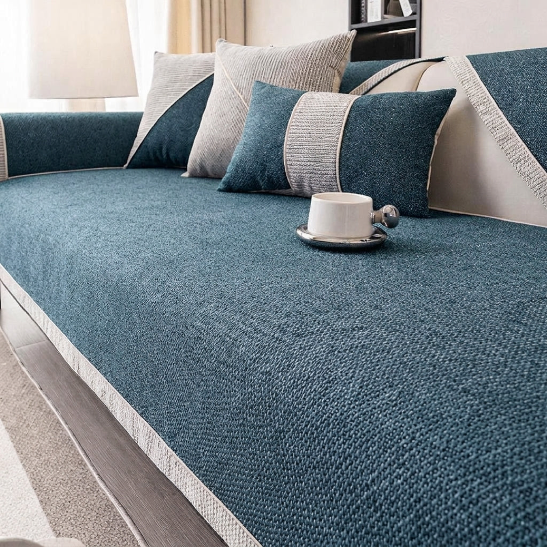 Cotton-Linen Sofa Cover That Stays Put