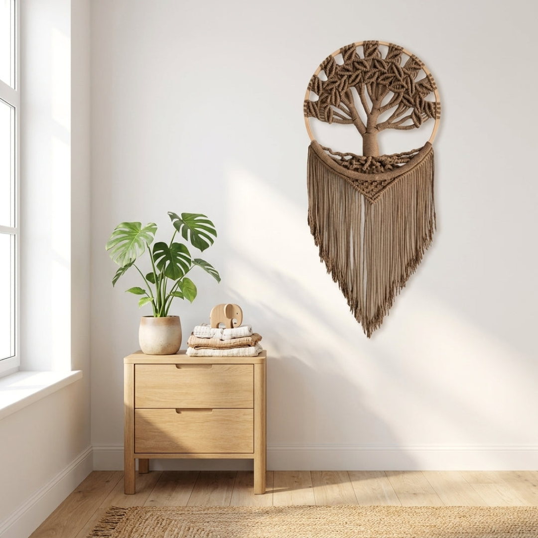 Woven Tree Wall Art for a Calming Boho Touch