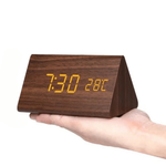 Wood-Look LED Alarm Clock – Easy Bedside Viewing