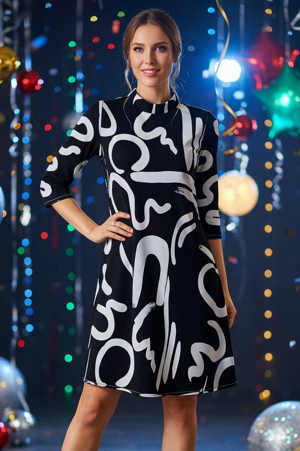 ALÉNOVA – Women’s Trendy Print Dress with 3/4 Sleeves and Easy Everyday Fit