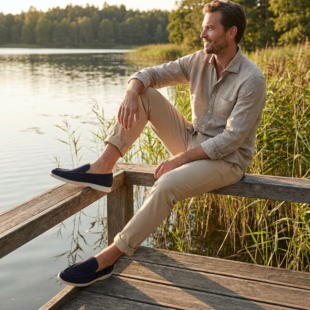 Alejandro | Men's Loafers with Visible Stitching and Contrasting Sole | Casual