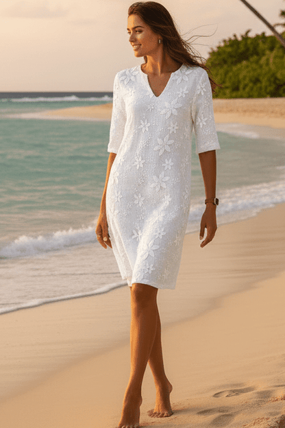 FLORÉYA – Women’s Summer Floral Dress with Clean V-Neck Silhouette