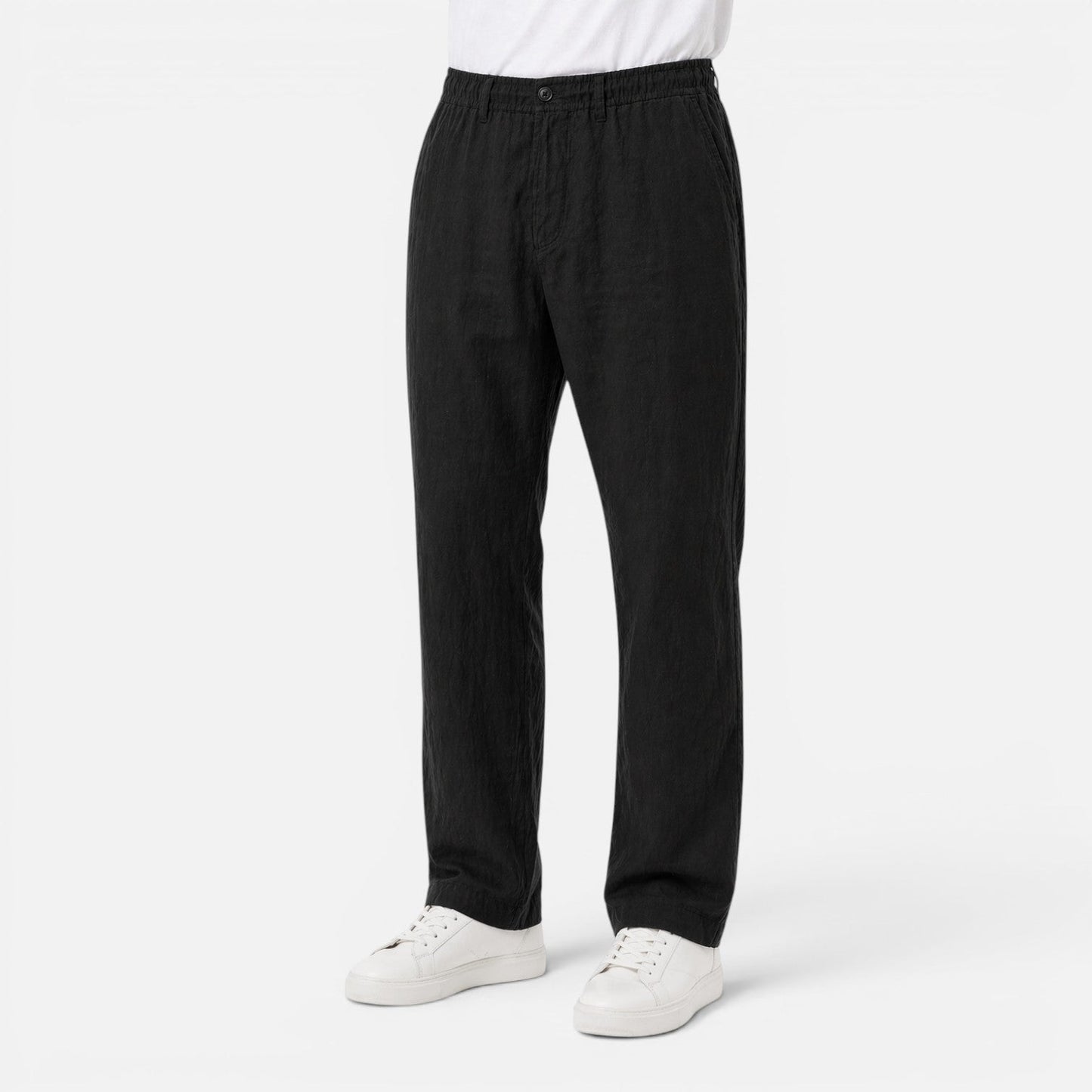 Men's Linen Two-Piece Suit Set - Blazer and Elastic Waist Pants