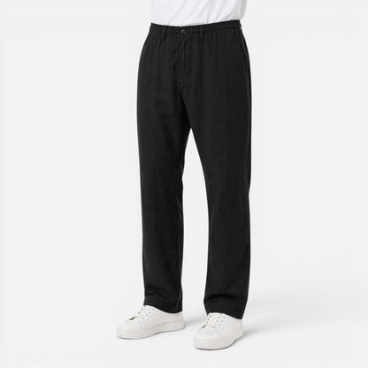 Men's Linen Two-Piece Suit Set - Blazer and Elastic Waist Pants