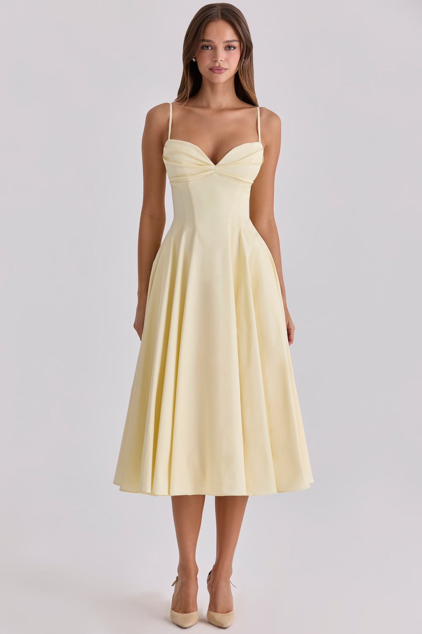 Seraphina | Pima Cotton Gathered Bust Midi Dress