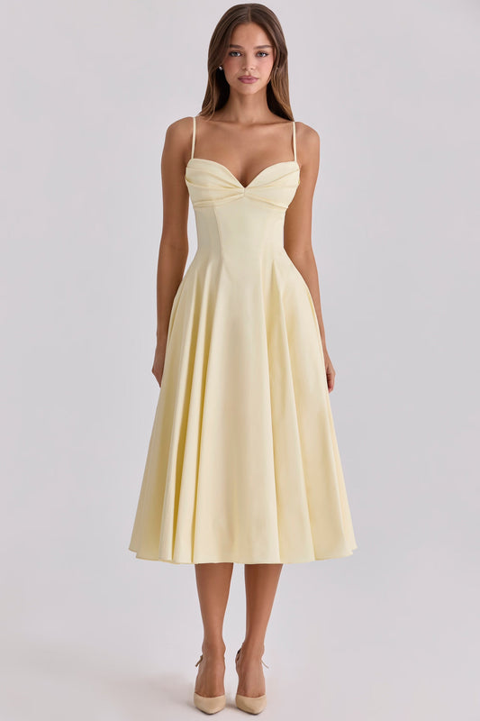 Seraphina | Pima Cotton Gathered Bust Midi Dress